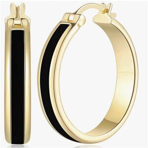 ENROSE Hoop Earrings for Women 14K Gold Plated Earrings